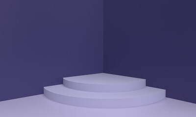 3D purple background with product podiums.