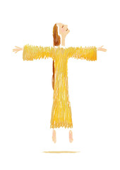 Joyous cheerful happy blessed Christian woman cross saint with Bible quote