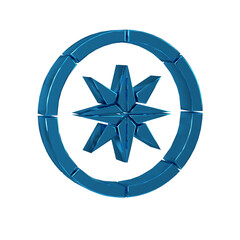 Blue Compass icon isolated on transparent background. Windrose navigation symbol. Wind rose sign.