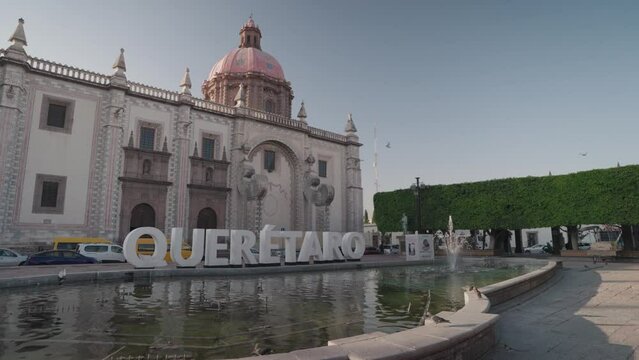 Templo de Santa Rosa de Viterbo, The Letters and Fountain Santiago de Quer&eacute;taro, Mexico