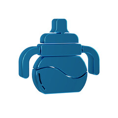 Blue Baby bottle icon isolated on transparent background. Feeding bottle icon. Milk bottle sign.