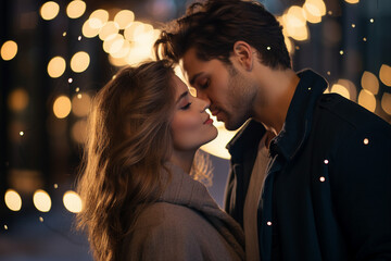 Made with Generative AI picture of adorable couple new year season celebrations portrait