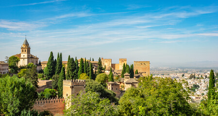Fototapeta na wymiar The Alhambra palace and fortress complex located in Granada, Andalusia, Spain.
