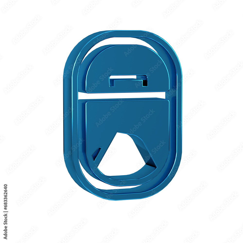 Poster blue airplane window icon isolated on transparent background. aircraft porthole.