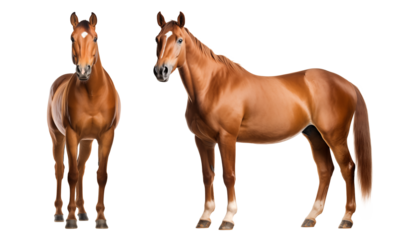 American quarter horse in chestnut color, isolated background