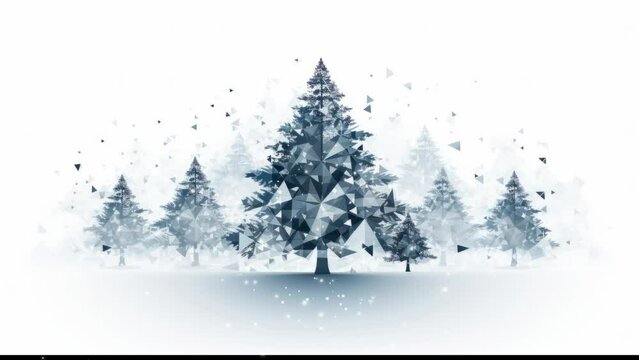 Winter snow Christmas tree cutout transparent backgrounds . Illustration - Still Image Animation, with video effects - Seamless loop animation - Created using AI Generative Technology