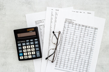 Financial accounting calculations and budget planning with calculator