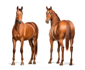 Obraz premium two American quarter horse, front and back view, isolated