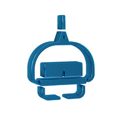 Blue Ski lift icon isolated on transparent background.