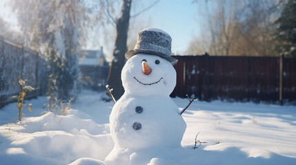 Obraz premium Snowman in winter and Christmas festival.