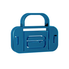 Blue Sport bag icon isolated on transparent background.