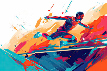 Abstract Illustration of a High Jumping Person.