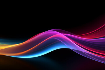 Curved colorful neon light waves.