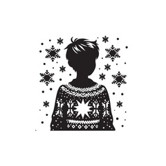 Explore the festive elegance of a Christmas boy in a stylish sweater silhouette, a captivating image that embodies the spirit of holiday warmth and seasonal delight.