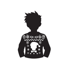 Infuse your creative projects with the magic of Christmas using the delightful silhouette of a boy in a festive sweater, a symbol of yuletide whimsy and cozy style.