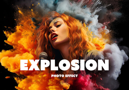 Cinematic Explosion Photo Effect Mockup With Generative AI Preview