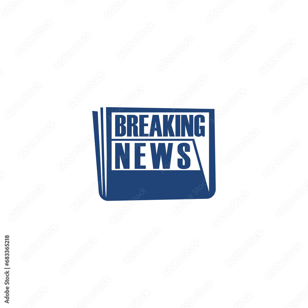 Wall mural Breaking news newspaper icon isolated on transparent background