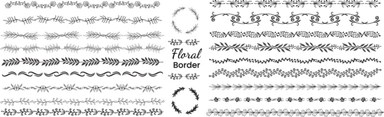 seamless decorative floral and ornamental border design hand drawn vector
