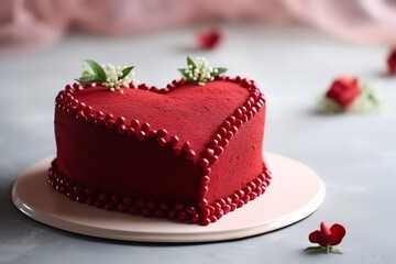 Obraz na płótnie Canvas a red heart shaped cake