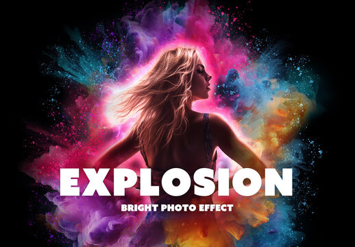 Holi Explosion Photo Effect Mockup With Generative AI