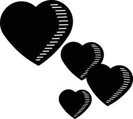 Hearts various sizes minimalist, arrangement of hearts.