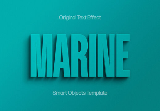 Marine Turquoise 3D Text Effect Mockup