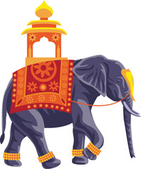 decorated indian elephant vector - obrazy, fototapety, plakaty