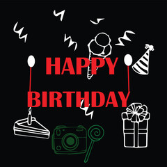  vector happy birthday with red letters