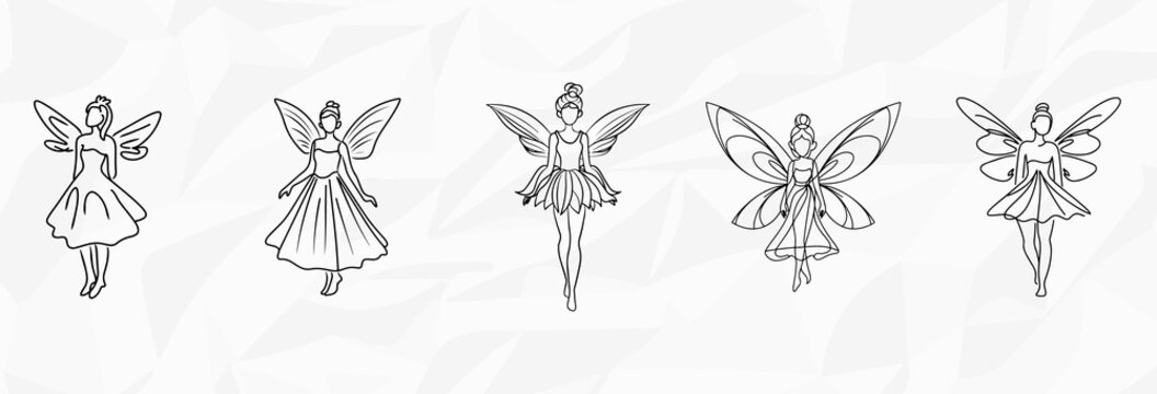 Magical Whispers: Bundle mit Lineart-Zeichnungen von Feen