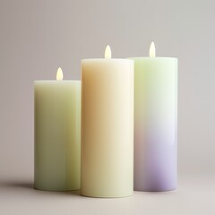 a group of candles with lit candles