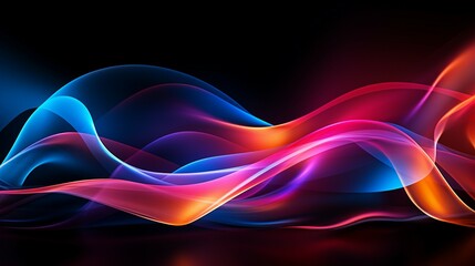 Naklejka premium Abstract Black Background with Colorful Wave Motion Illustration