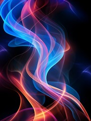 Abstract Black Background with Colorful Wave Motion Illustration