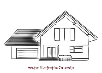 vector sketch of house with garage 