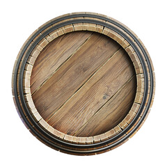 Wooden barrel top view isolated on white background 3d illustration