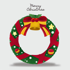 Hand drawn flat christmas wreath frame template