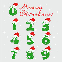 Christmas hat numbers set