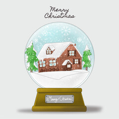 Christmas snowball globe with house and trees