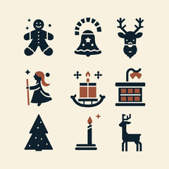 Cute flat vector Christmas elements