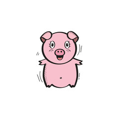 Hand Drawn Cute Pig Icon Vector Design.