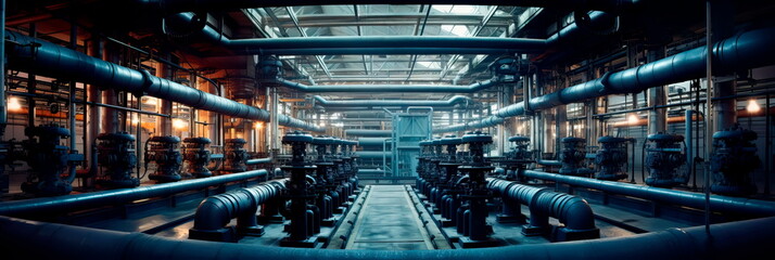 Fototapeta premium station along the pipeline route, where water is lifted to higher elevations for irrigation. Generative AI