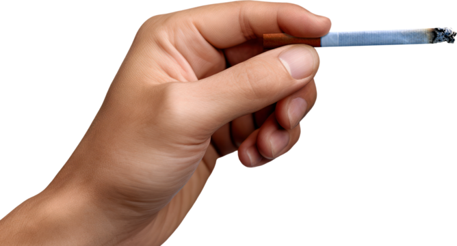 Hand holding cigarette smoking transparent background PNG clipart - Powered by Adobe
