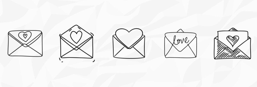 Love Letters: Bundle mit verschiedenen Lineart-Zeichnungen von Liebesbriefen