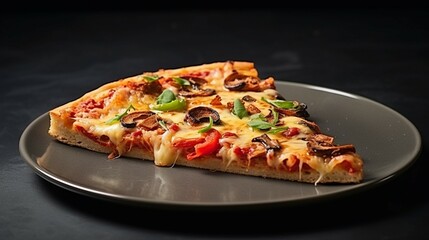 Slice of Pizza plate, Fresh Tasty Food, Cheese, tomato ketchup, mozzarella