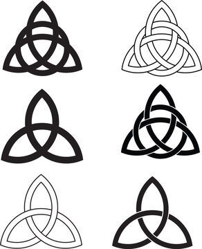 Triquetra symbol set of celtic trinity knot. Triquetra Celtic Knot glyph icon. Celtic Knot symbol. Trinity sign. flat style.