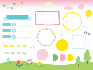 水彩の賑やかなあしらいセット