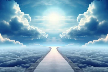  infinity road with clouds or never ending road design advertisement © arhendrix
