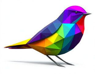 3d renders colorful of a bird with white background.