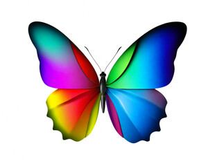 3d renders colorful of a butterfly with white background.