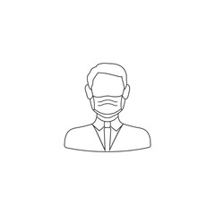 Stop virus COVID-19. Vector icon - man face with mask icon. Breathing mask to prevent virus and diseases