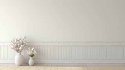 Fototapeta na wymiar Scandinavian style illustration of an empty white room.